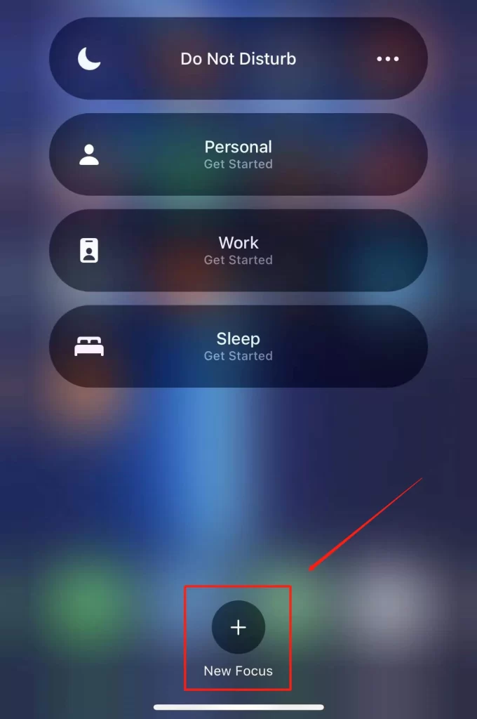 Press the button on the bottom of the screen and create a new custom focus