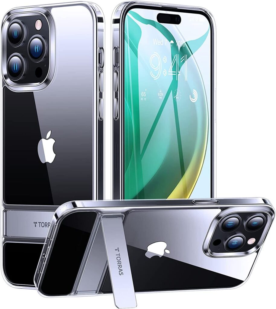 TORRAS MoonClimber Designed for iPhone 14 Pro Case Clear with Stand